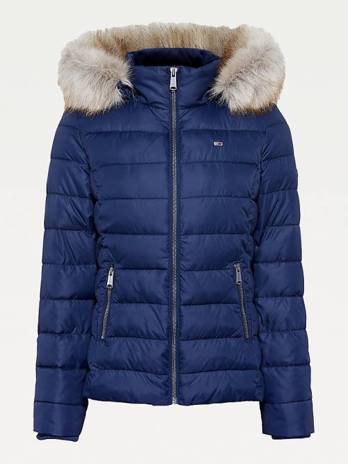 Blue Tommy Hilfiger Essential Hooded Padded Women's Jackets | TH156PKB