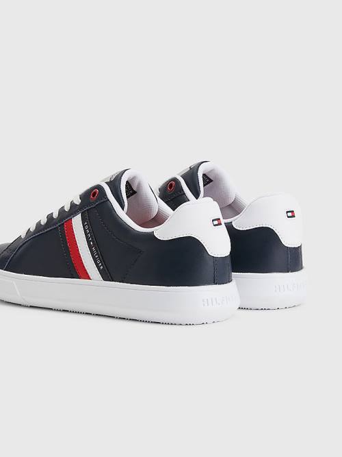 Blue Tommy Hilfiger Essential Leather Cupsole Men's Sneakers | TH412CBR