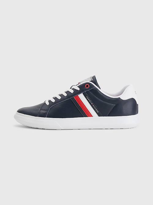 Blue Tommy Hilfiger Essential Leather Cupsole Men's Sneakers | TH412CBR