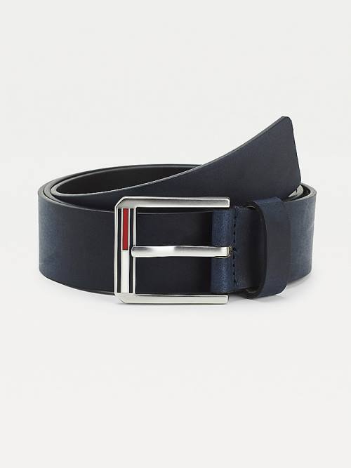 Blue Tommy Hilfiger Essential Leather Flag Men\'s Belts | TH415JZC