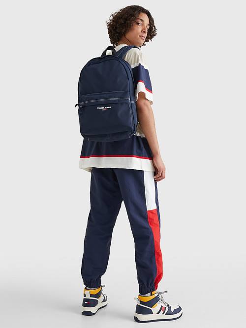 Blue Tommy Hilfiger Essential Logo Backpack Men's Bags | TH261ZDJ