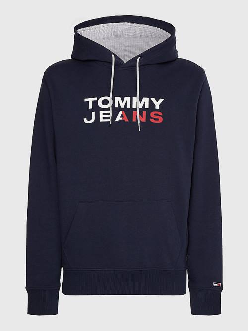 Blue Tommy Hilfiger Essential Logo Men's Hoodie | TH340WTF