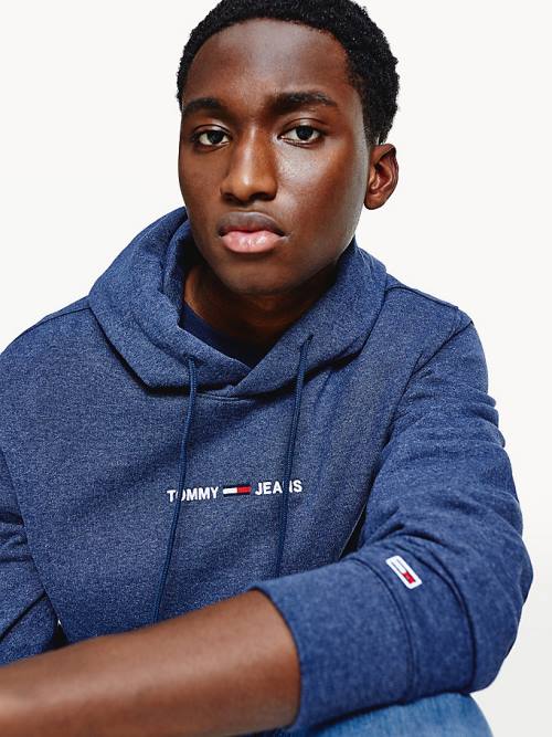 Blue Tommy Hilfiger Essential Logo Men's Hoodie | TH960IZG