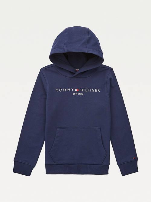 Blue Tommy Hilfiger Essential Logo Organic Cotton Girls\' Hoodie | TH158WNA