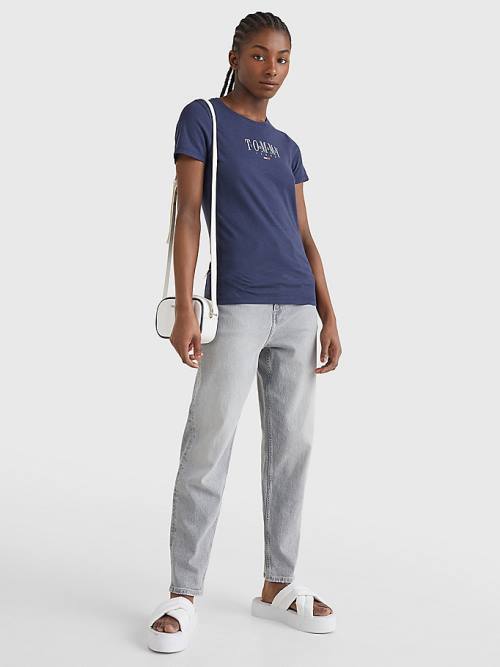 Blue Tommy Hilfiger Essential Logo Skinny Fit Women's T Shirts | TH796APL