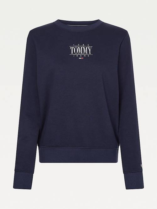 Blue Tommy Hilfiger Essential Logo Women's Sweatshirts | TH689ZBL