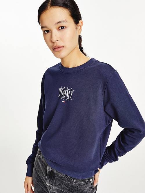 Blue Tommy Hilfiger Essential Logo Women\'s Sweatshirts | TH689ZBL