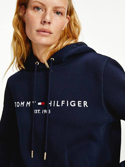 Blue Tommy Hilfiger Essential Logo Women's Hoodie | TH731PYU