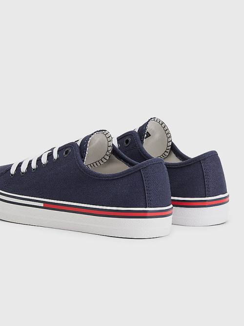 Blue Tommy Hilfiger Essential Low-Top Canvas Women's Sneakers | TH380BXJ