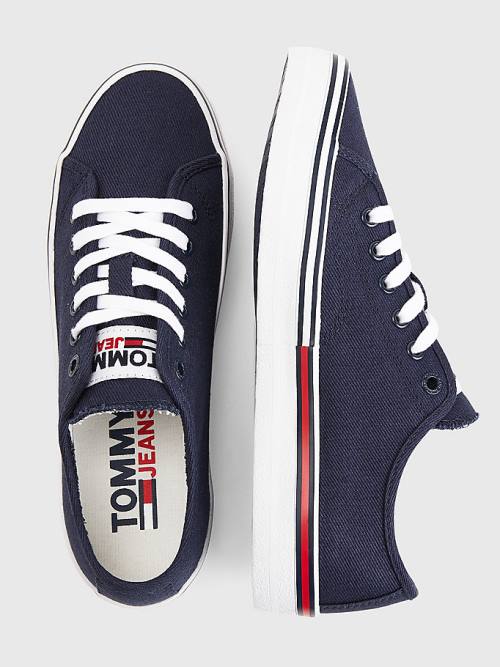 Blue Tommy Hilfiger Essential Low-Top Canvas Women's Sneakers | TH380BXJ