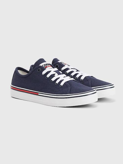 Blue Tommy Hilfiger Essential Low-Top Canvas Women\'s Sneakers | TH380BXJ