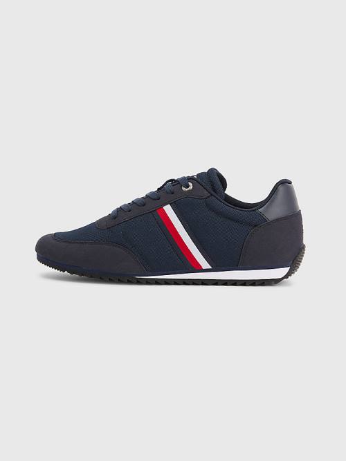 Blue Tommy Hilfiger Essential Mesh Signature Tape Men's Sneakers | TH175QOJ