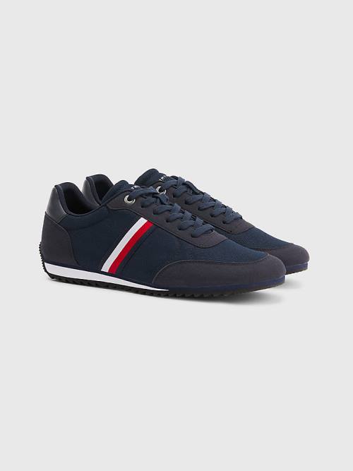 Blue Tommy Hilfiger Essential Mesh Signature Tape Men\'s Sneakers | TH175QOJ