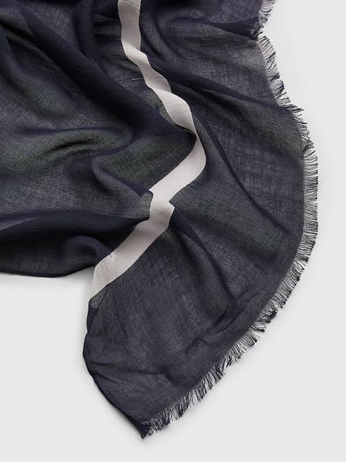 Blue Tommy Hilfiger Essential Modal Logo Women's Scarves | TH623AML