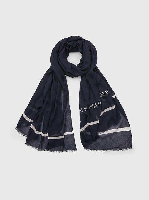 Blue Tommy Hilfiger Essential Modal Logo Women\'s Scarves | TH623AML