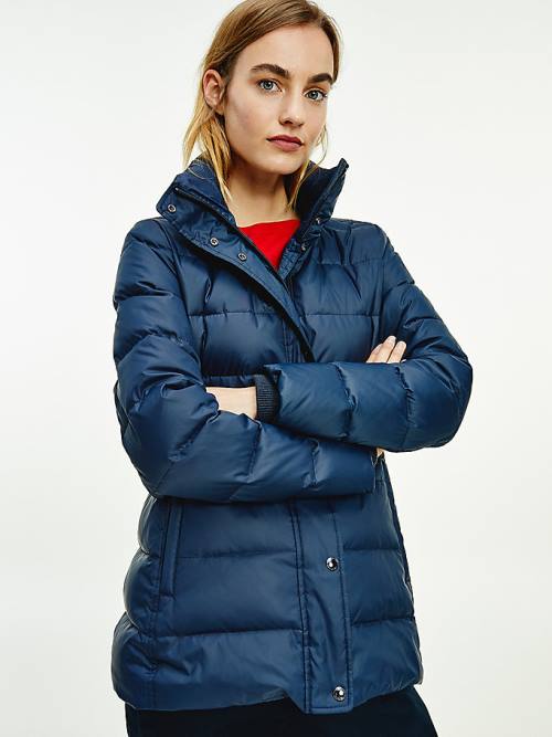 Blue Tommy Hilfiger Essential Monogram Down-Filled Women's Jackets | TH248NWM