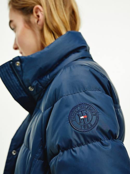 Blue Tommy Hilfiger Essential Monogram Down-Filled Women's Jackets | TH248NWM