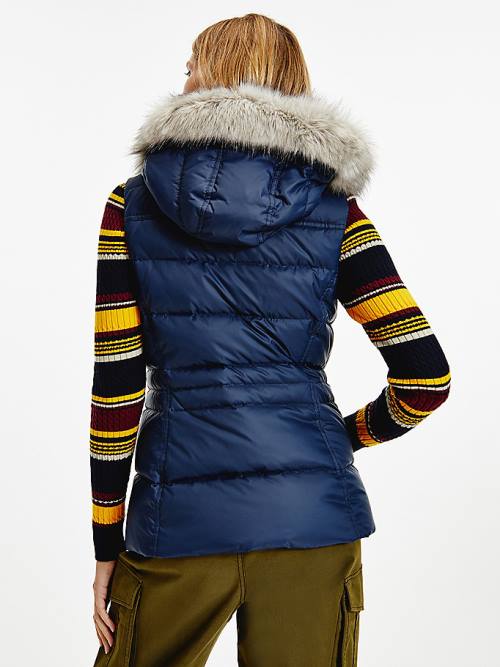 Blue Tommy Hilfiger Essential Monogram Down-Filled Vest Women's Coats | TH479XTK