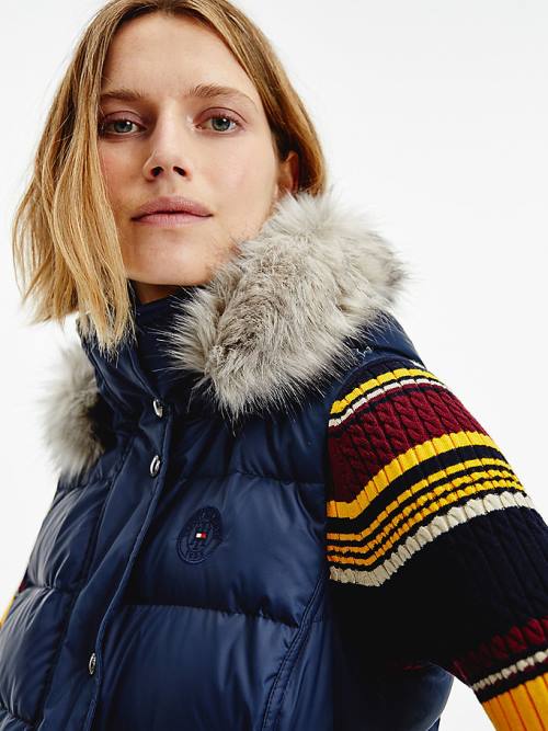 Blue Tommy Hilfiger Essential Monogram Down-Filled Vest Women's Coats | TH479XTK