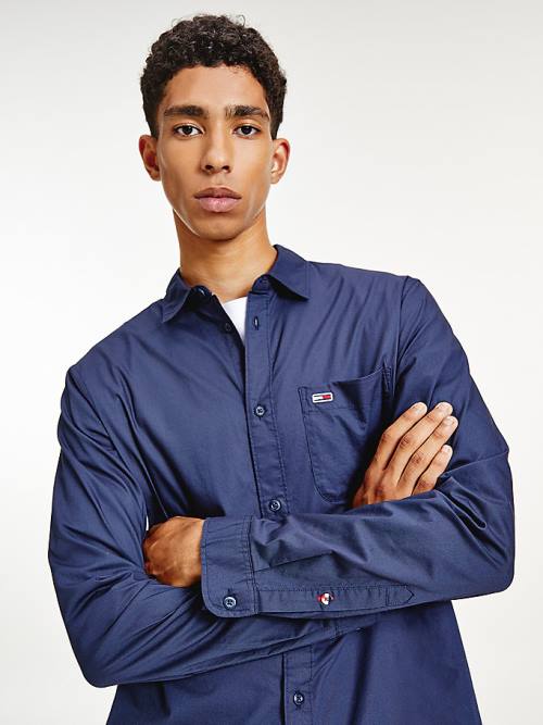 Blue Tommy Hilfiger Essential Organic Cotton Poplin Men's Shirts | TH208CVZ