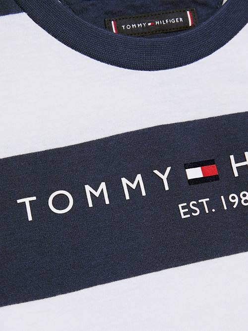 Blue Tommy Hilfiger Essential Organic Cotton Stripe Boys' T Shirts | TH216YMZ