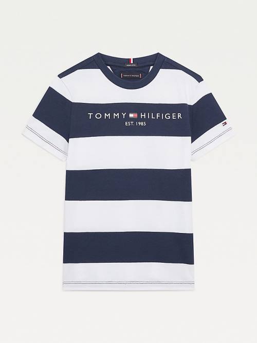 Blue Tommy Hilfiger Essential Organic Cotton Stripe Boys\' T Shirts | TH216YMZ