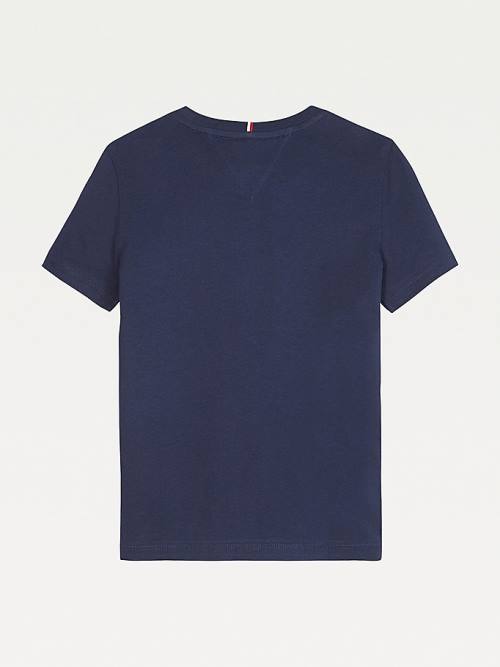 Blue Tommy Hilfiger Essential Organic Cotton Logo Girls' T Shirts | TH370FYR