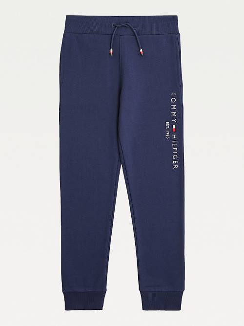 Blue Tommy Hilfiger Essential Organic Cotton Logo Joggers Girls\' Pants | TH517HIN