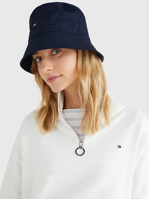 Blue Tommy Hilfiger Essential Organic Cotton Bucket Women's Hats | TH832VWR