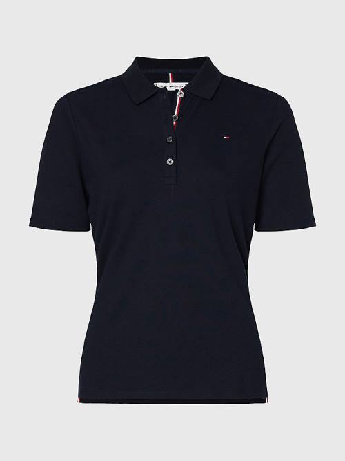 Blue Tommy Hilfiger Essential Placket Detail Women's Polo Shirts | TH504HOW