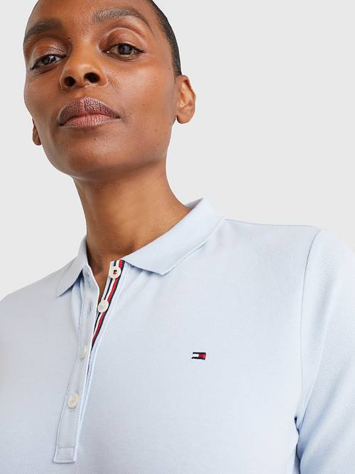 Blue Tommy Hilfiger Essential Placket Detail Women's Polo Shirts | TH548XUM