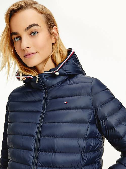 Blue Tommy Hilfiger Essential Removable Hood Down Women's Jackets | TH740KEG