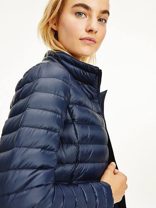 Blue Tommy Hilfiger Essential Removable Hood Down Women's Jackets | TH740KEG