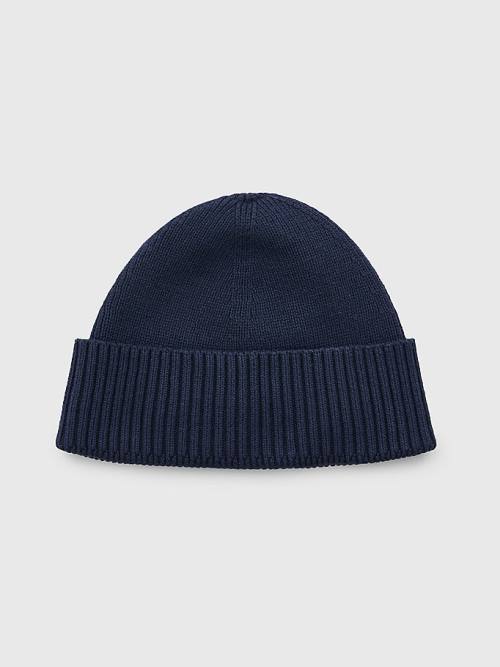 Blue Tommy Hilfiger Essential Rib Knit Short Beanie Men's Hats | TH586XBZ