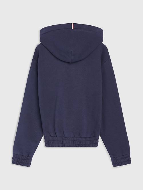 Blue Tommy Hilfiger Essential Ruched Detailing Girls' Hoodie | TH739BLR