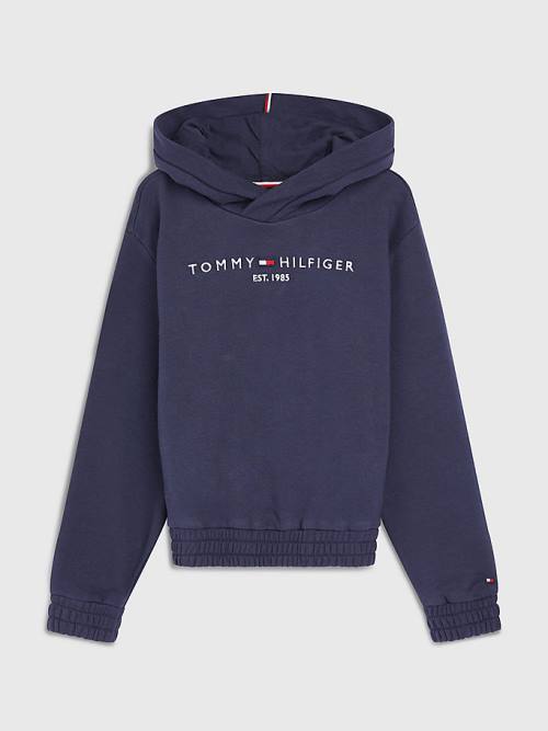 Blue Tommy Hilfiger Essential Ruched Detailing Girls\' Hoodie | TH739BLR