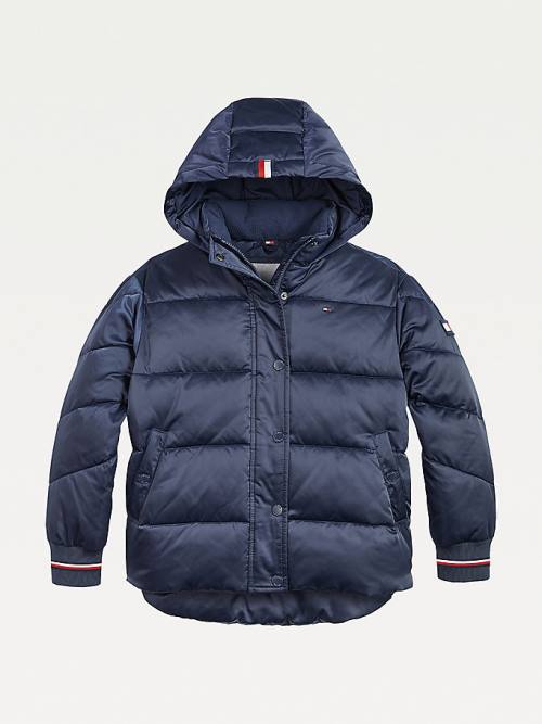 Blue Tommy Hilfiger Essential Satin Puffer Girls\' Jackets | TH208FGB