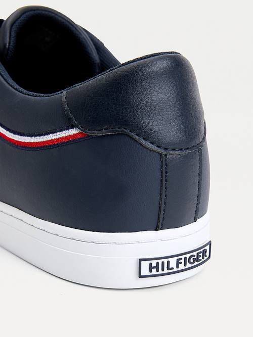 Blue Tommy Hilfiger Essential Signature Detail Leather Men's Sneakers | TH064AIX