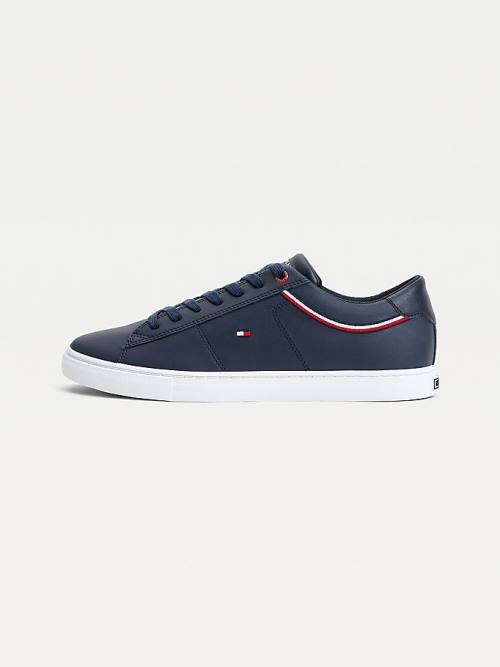 Blue Tommy Hilfiger Essential Signature Detail Leather Men's Sneakers | TH064AIX