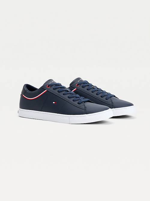 Blue Tommy Hilfiger Essential Signature Detail Leather Men\'s Sneakers | TH064AIX