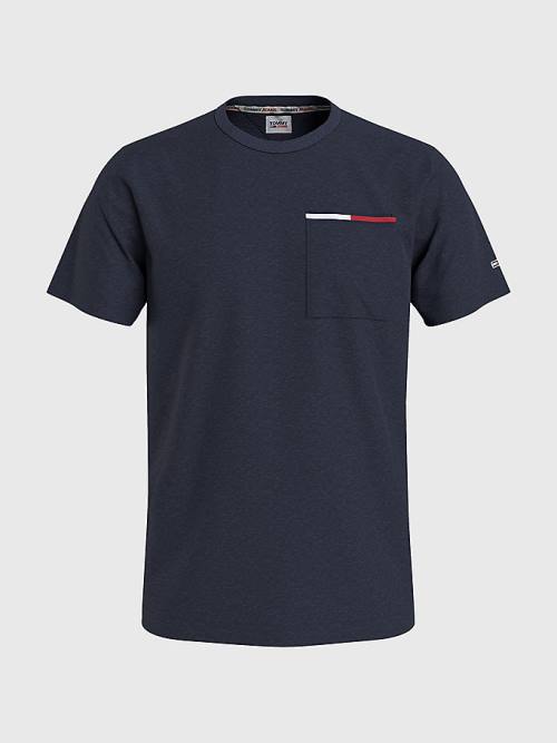 Blue Tommy Hilfiger Essential Signature Pocket Men\'s T Shirts | TH963OZM