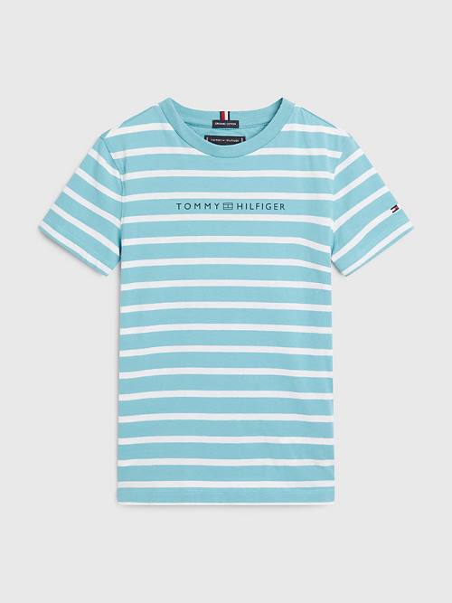 Blue Tommy Hilfiger Essential Stripe Boys\' T Shirts | TH925XQU