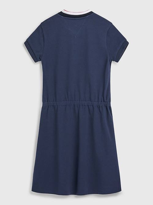 Blue Tommy Hilfiger Essential Stripe Collar Polo Girls' Dress | TH149LKS