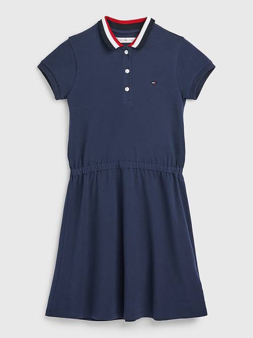 Blue Tommy Hilfiger Essential Stripe Collar Polo Girls\' Dress | TH149LKS