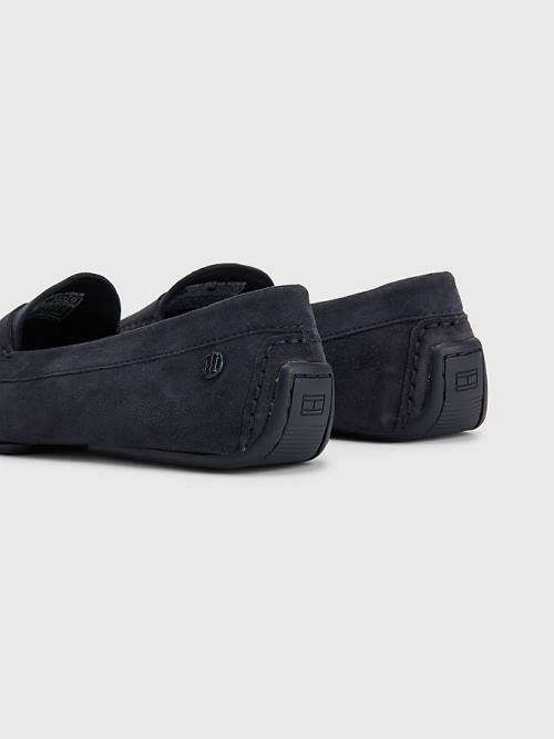 Blue Tommy Hilfiger Essential Suede Moccasins Women's Loafers | TH305AHB