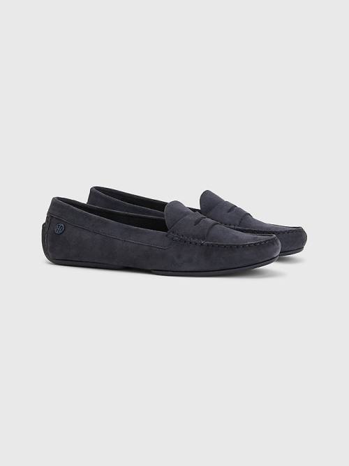 Blue Tommy Hilfiger Essential Suede Moccasins Women\'s Loafers | TH305AHB