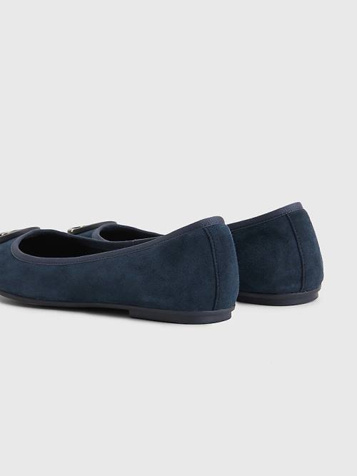 Blue Tommy Hilfiger Essential Suede Women's Ballerina | TH205EBS