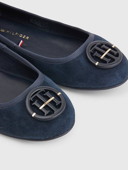 Blue Tommy Hilfiger Essential Suede Women's Ballerina | TH205EBS