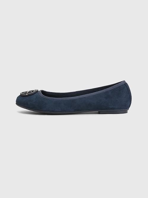 Blue Tommy Hilfiger Essential Suede Women's Ballerina | TH205EBS