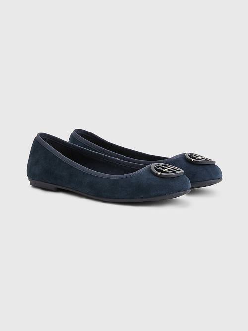 Blue Tommy Hilfiger Essential Suede Women\'s Ballerina | TH205EBS